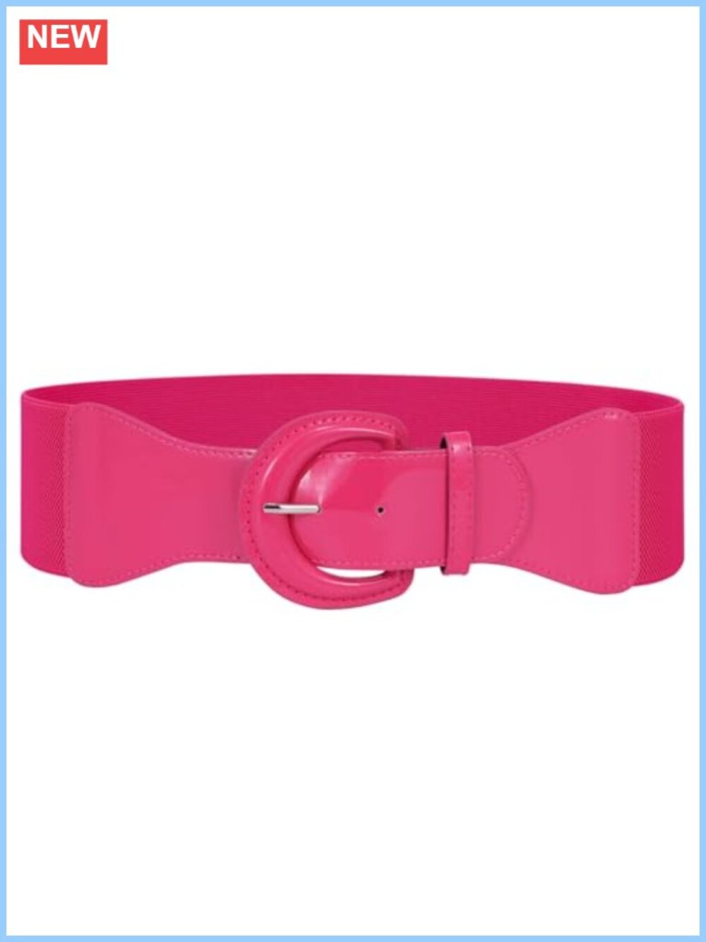 Women's Elastic Wide Waist Belt Patent Leather Vintage Chunky Buckle
